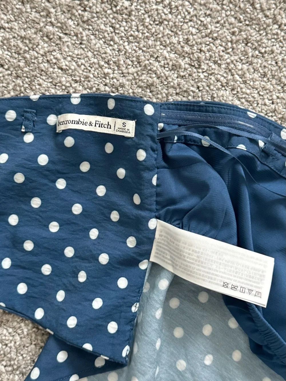 Abercrombie Navy Polka Dot Bandana Tie Strapless Top